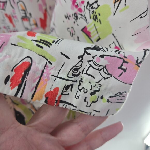 Vintage White Stag Plus White Abstract Cafe Town Button Up Shirt Size 26W/28W - Picture 11 of 12